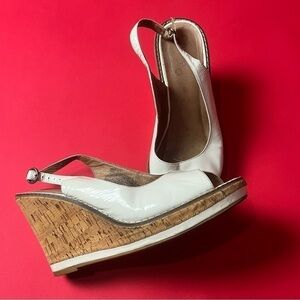 Faux wood and white pvc wedges 🤎🤍​​​​​​​​​​​​​​​​​​​​​​​